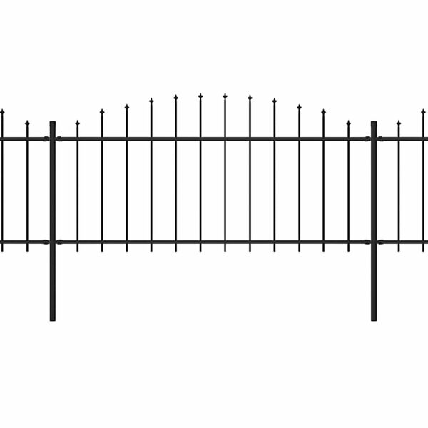 vidaXL Garden Fence with Spear Top Steel 701.3"x29.5" Black