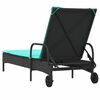 vidaXL Sun Lounger Black PE rattan Standard Adjustable Armrests