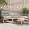vidaXL Patio Sofa Gray, Natural Wood