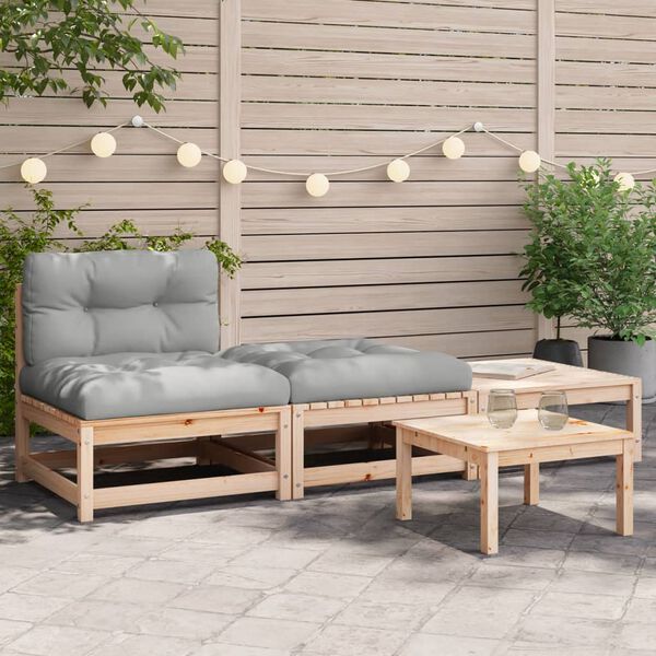 vidaXL Patio Sofa Gray, Natural Wood