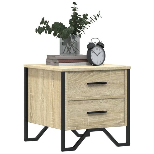 vidaXL Bedside Cabinet Sonoma oak Engineered wood, metal Medium
