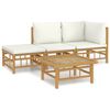 vidaXL Garden Lounge Set Cream White, Natural Bamboo Bamboo, Polyester
