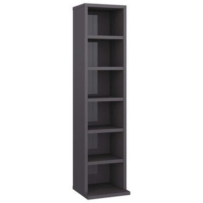 vidaXL CD Cabinet High Gloss Gray 8.3" x 7.9" x 34.6" Engineered Wood
