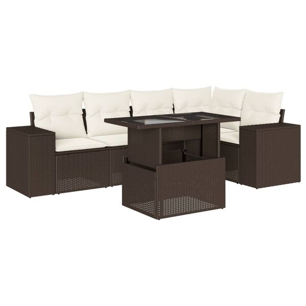 vidaXL Garden Sofa Set Brown, Cream White