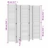 vidaXL Room Divider 5 Panels White Solid Wood Paulownia