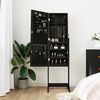 vidaXL Mirror Jewelry Cabinet Black Engineered wood, Glass, Polyester fabric