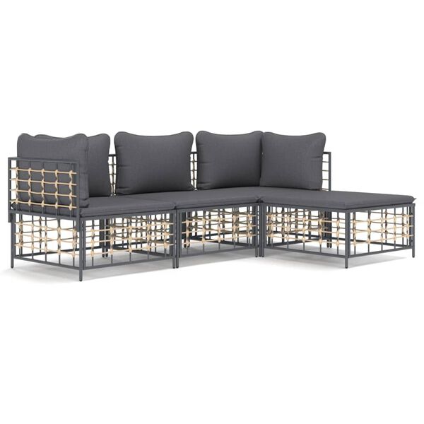 vidaXL Garden Lounge Set Anthracite Poly rattan Medium Modular