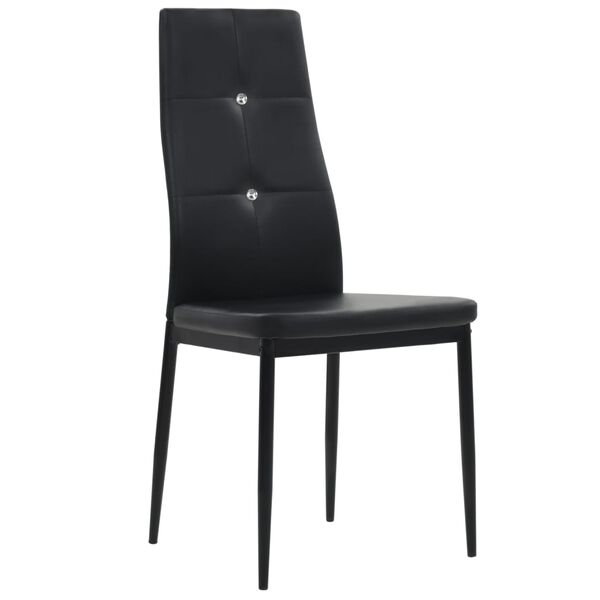 vidaXL Dining Chair Set of 4 Black Faux leather, wooden frame, steel legs