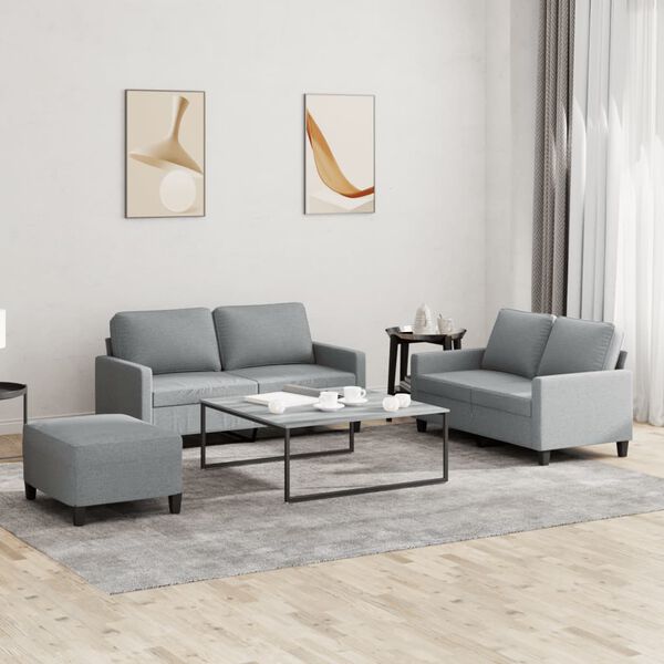 vidaXL Sofa Set Light Grey Polyester, Metal, Textilene, Plywood 2-Seater