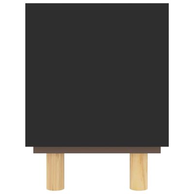 vidaXL TV Stand Black 31.5"x11.8"x15.7" Solid Wood Pine and Natural Rattan