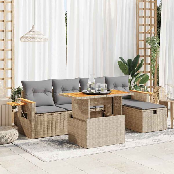 vidaXL Garden Sofa Set Beige, Light Grey