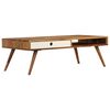 vidaXL Coffee Table Brown and White Solid Acacia Wood 43.3x19.7x13.8 in