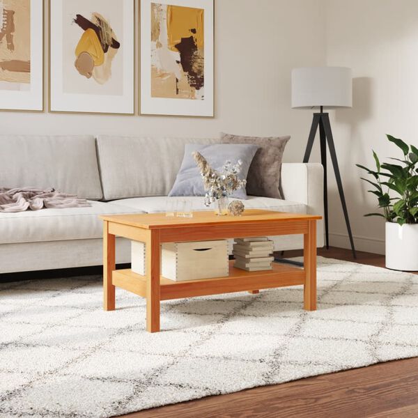 vidaXL Coffee Table Wax brown Solid pine wood Medium Coffee Table