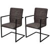 vidaXL Dining Chair Set of 2 Brown PU leather, steel Standard Sleek