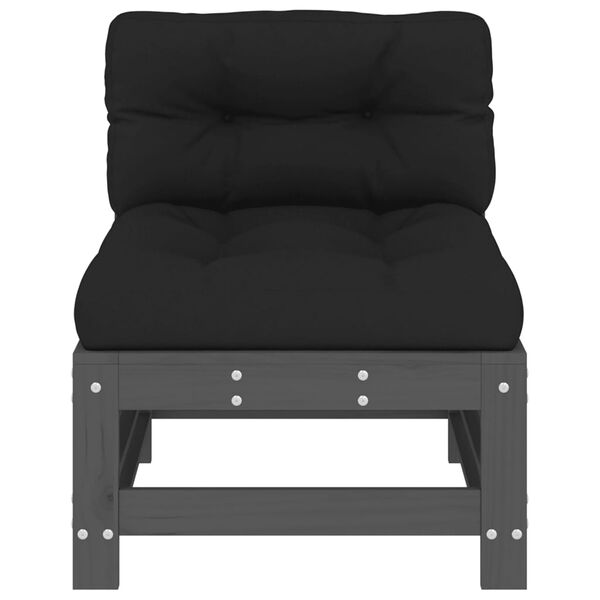 vidaXL Middle Sofa Grey Solid pine wood Medium Modular Outdoor Sofa