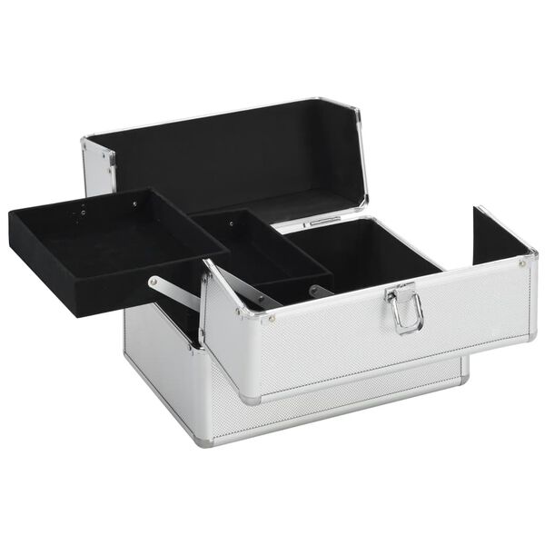 vidaXL Make-up Case 8.7x11.8x8.3" Silver Aluminium