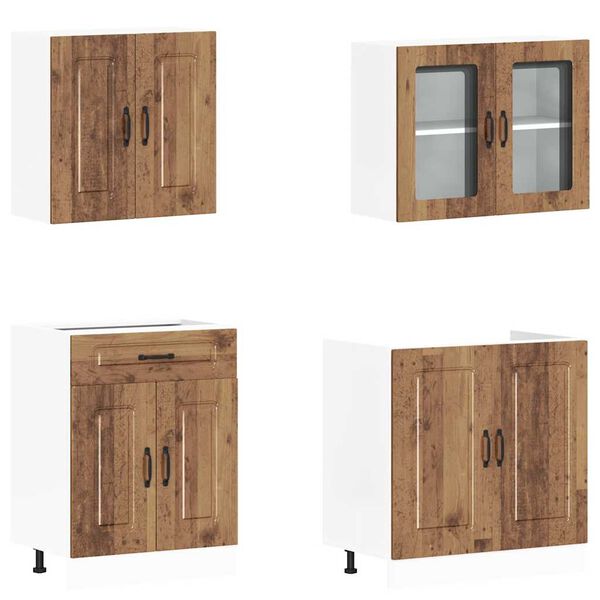 vidaXL Kitchen Cabinet Set Old Wood Engineered Wood 4 Piece Set