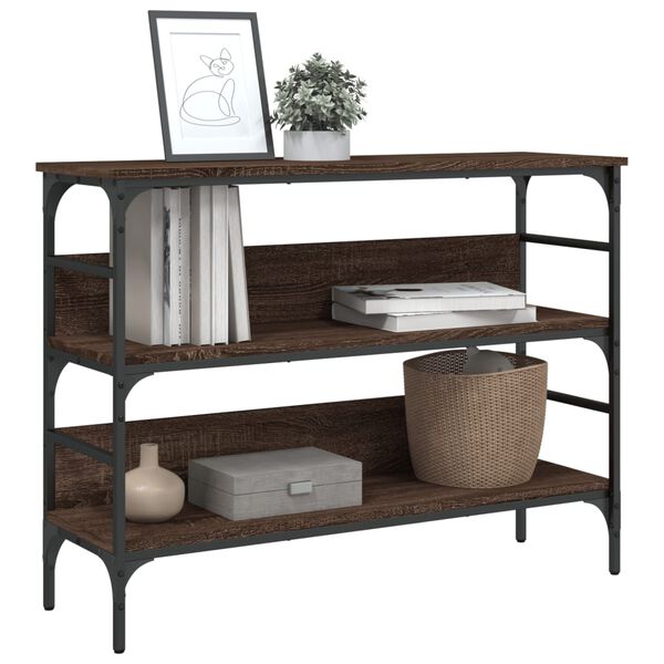 vidaXL Console Table Brown Oak Engineered Wood, Metal