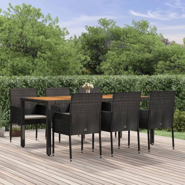 vidaXL Garden Dining Set Black, Cream White