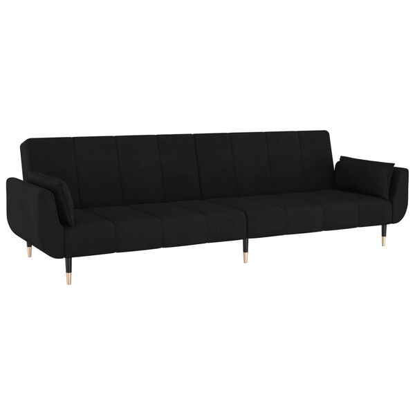 vidaXL Sofa Bed Black Velvet (100% polyester), wood, metal 2-Seater