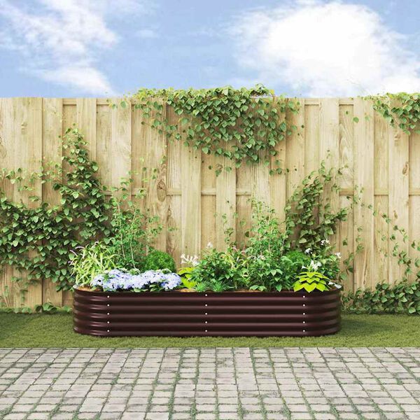 vidaXL Garden Raised Bed Brown 94.5" x 31.5" x 17.3" Steel