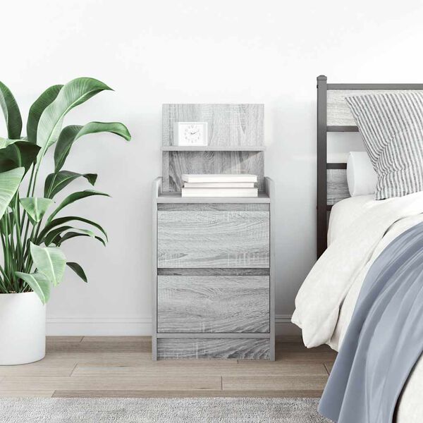 vidaXL Bedside Cabinet Grey Sonoma Engineered Wood Medium