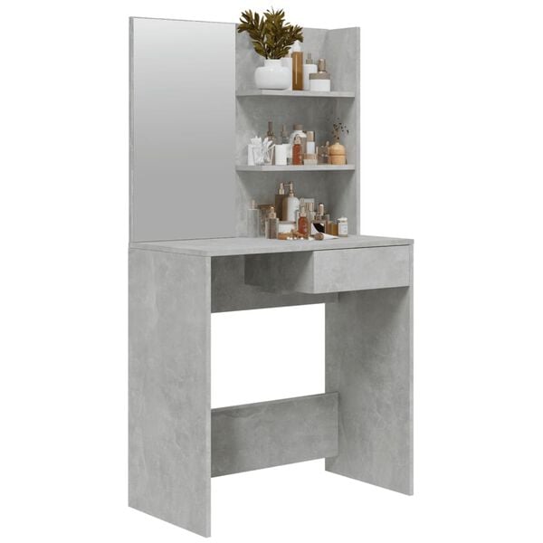 vidaXL Dressing Table Concrete Gray Engineered wood, acrylic Medium