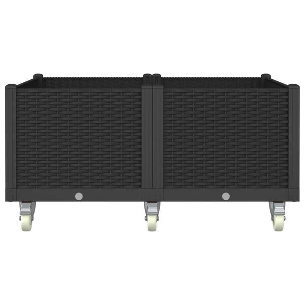vidaXL Garden Planter Black Polypropylene Medium Portable
