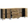 vidaXL Sideboard Set of 3 Mango Solid Mango Wood, Iron Medium