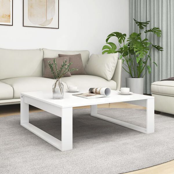 vidaXL Coffee Table White Engineered wood 39.4 in x 39.4 in Simple