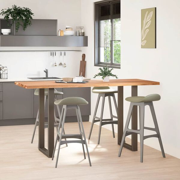 vidaXL Dining Table Light brown, Natural steel