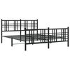 vidaXL Bed Frame Black Steel 59 x 79 in Rectangular Traditional