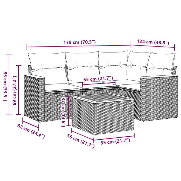 vidaXL Garden Sofa Set Black, Cream White