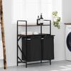 vidaXL Laundry Basket 2 Compartments with Shelves Smoked Oak