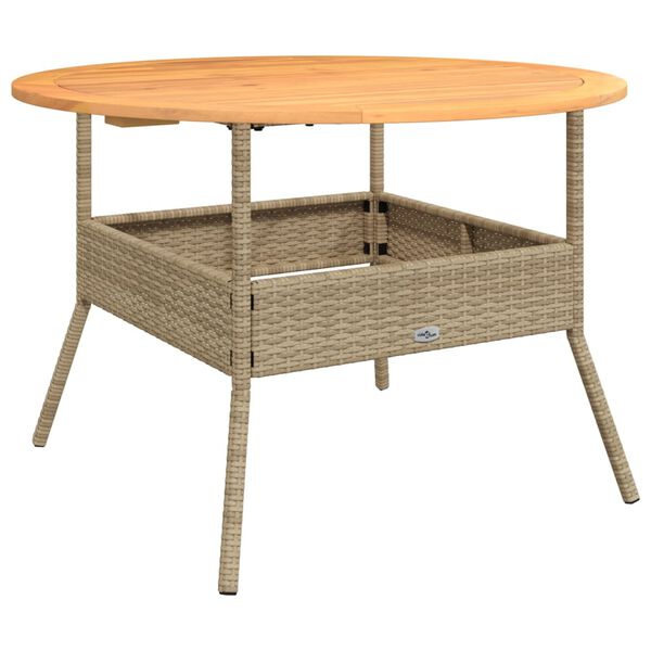 vidaXL Garden Table Beige Poly Rattan Ø43.3 x 28.0 in Durable