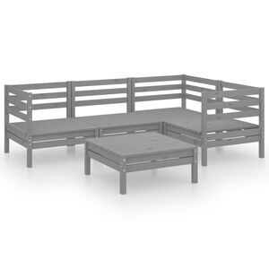 vidaXL Garden Lounge Set Grey Solid pine wood Standard Modular