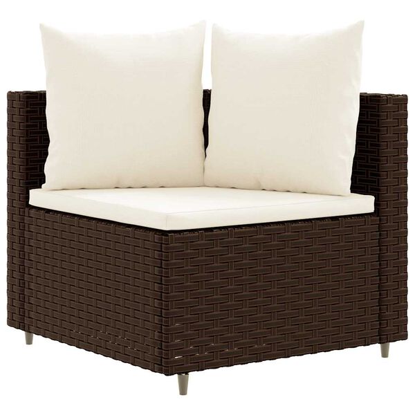 vidaXL 7 Piece Patio Sofa Set with Cushions Brown Poly Rattan