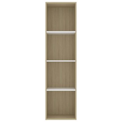 vidaXL Book Cabinet White and Sonoma Oak 15.7"x11.8"x59.6" Engineered Wood