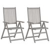 vidaXL Garden Chair Set of 2 Grey, Red Solid acacia wood, 100% polyester