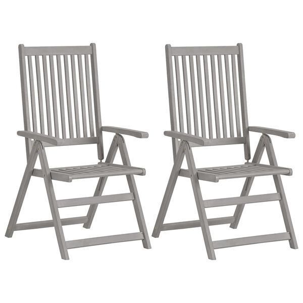 vidaXL Garden Chair Set of 2 Grey, Red Solid acacia wood, 100% polyester