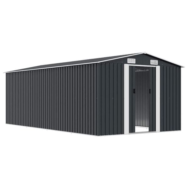 vidaXL Garden Shed Anthracite Galvanized Steel Large Garden Shed