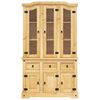 vidaXL Highboard Brown Solid Pine Wood, Engineered Wood, Glass Large