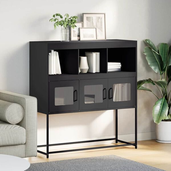 vidaXL Sideboard Black Cold-rolled steel Medium Sideboard Rectangular