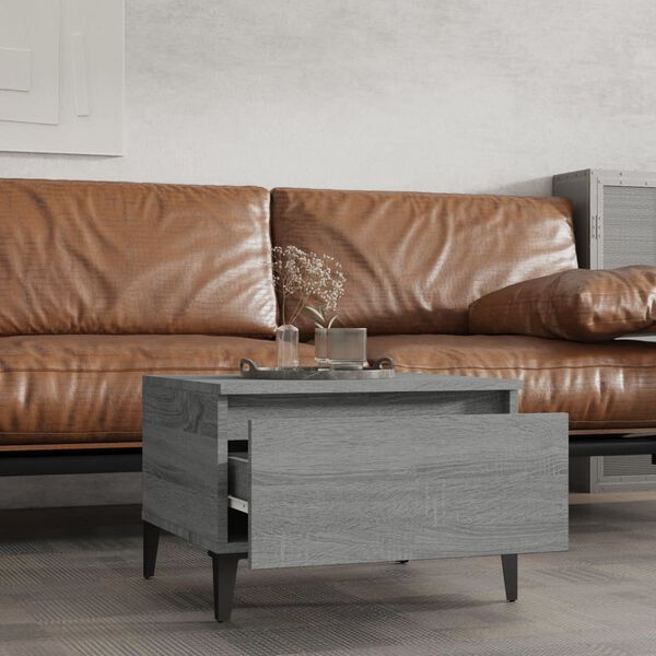 vidaXL Side Table Gray Sonoma Engineered wood, metal 19.7 x 18.1 x 13.8 in