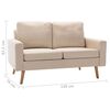 vidaXL Sofa Cream Fabric (100% polyester), Solid pine wood, Rubberwood
