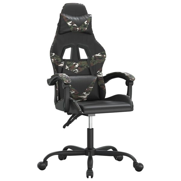 vidaXL Gaming Chair Black and Camouflage Faux leather, metal, plywood, foam