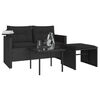 vidaXL Garden Sofa Set Black PE rattan, powder-coated steel, tempered glass