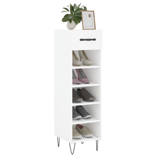 vidaXL Shoe Cabinet White Engineered wood, iron, aluminum alloy Medium