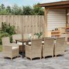 vidaXL Garden Dining Set 9 pcs Beige Poly Rattan
