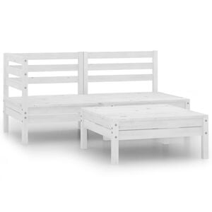 vidaXL Garden Lounge Set White Solid Pinewood 3 Piece Set Modular